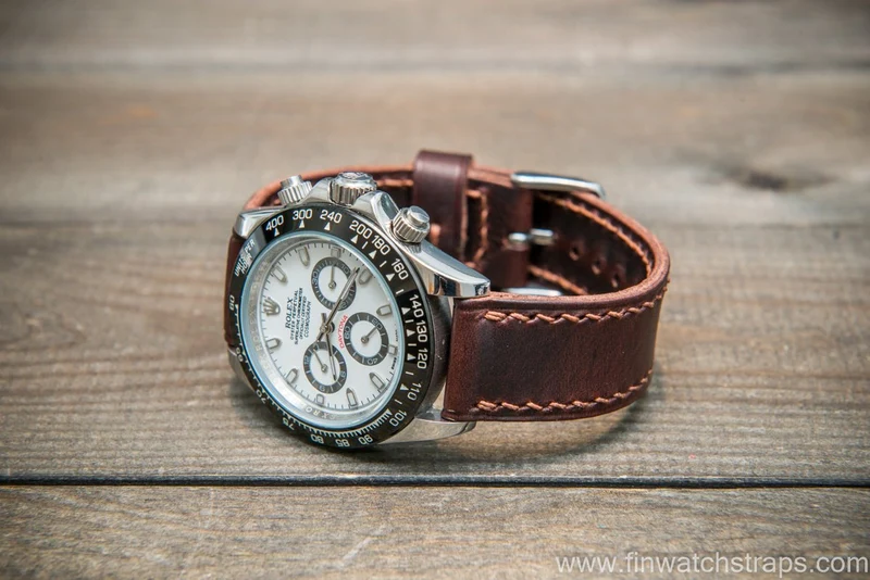 Badalassi Carlo Wax leather watch strap. Dark Brown color. Handmade in Finland.