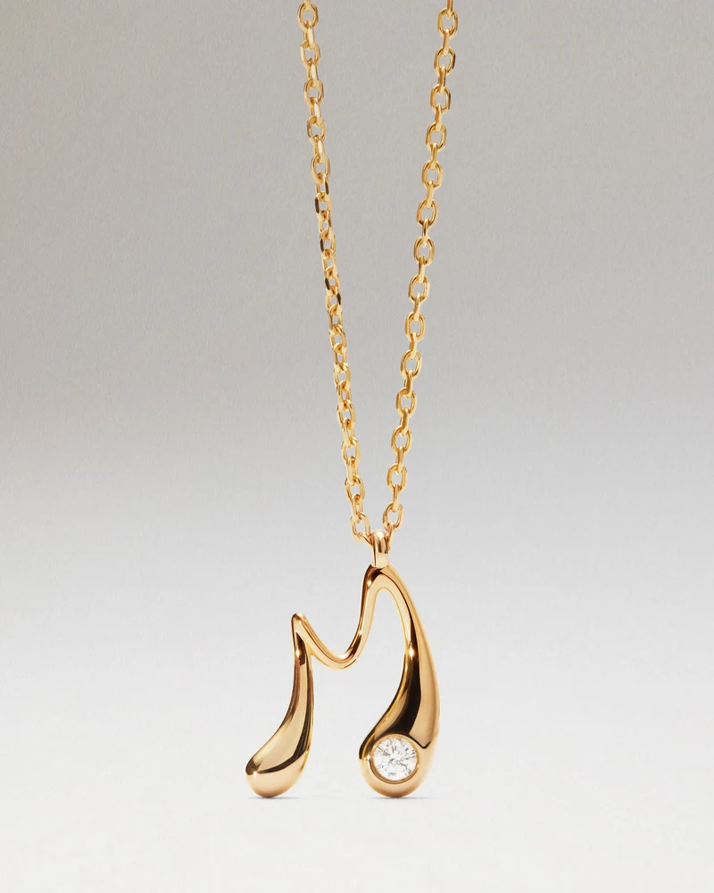 M initial pendant necklace