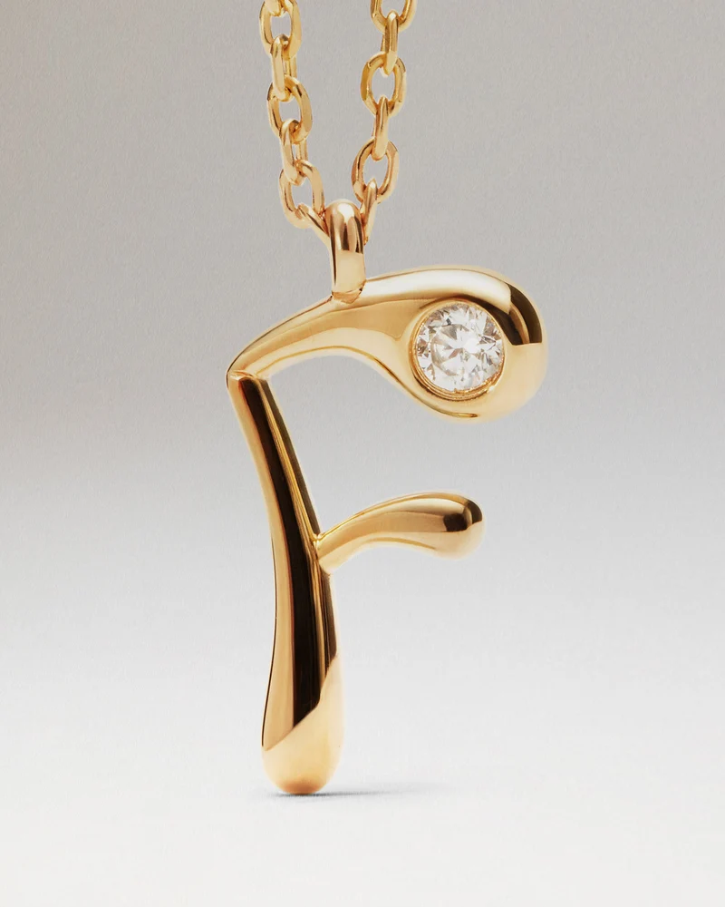 F initial pendant necklace
