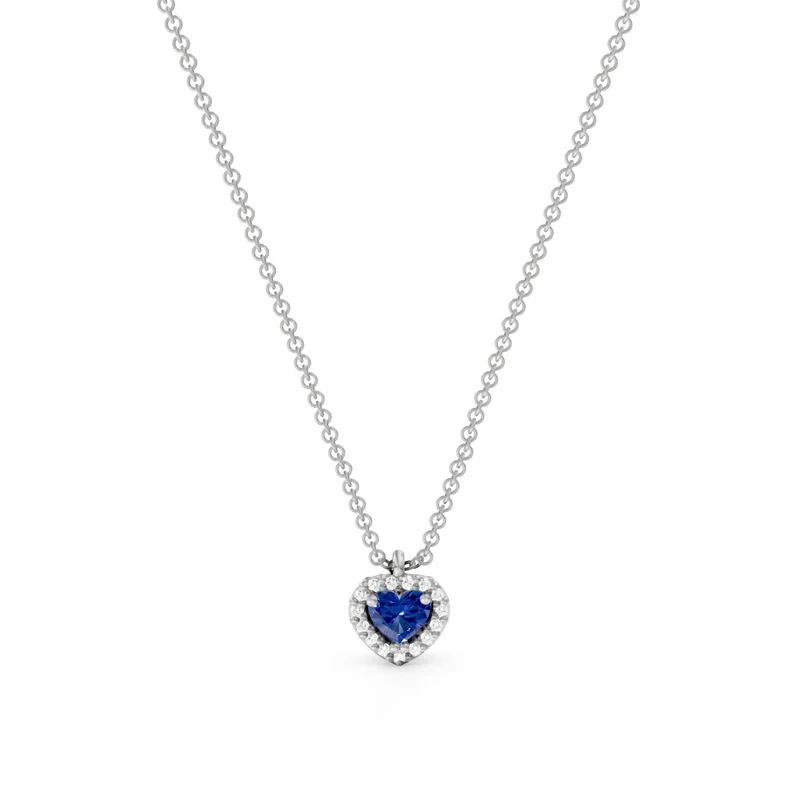 Golay collana con centrale zaffiro cuore con contorno PCT003DIZB1C-24304110064