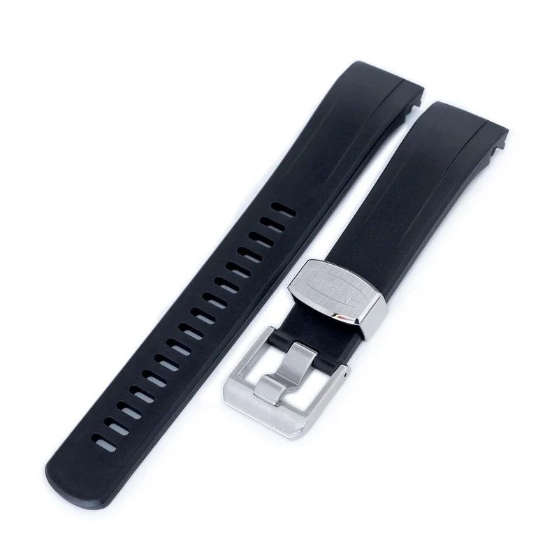 Crafter Blue 22mm Black Rubber Strap for Seiko Samurai SRPB51 SRPB09 SRPB53