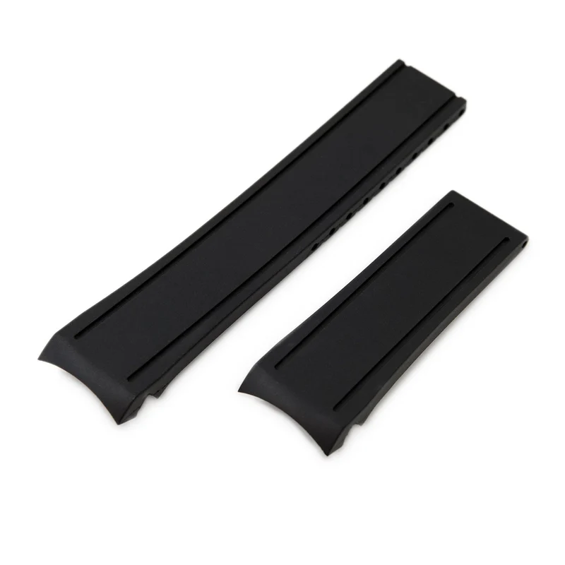 20mm Crafter Blue - Black Rubber Curved Lug Watch Band compatible with Seiko MM300 Prospex Marinemaster SBDX001