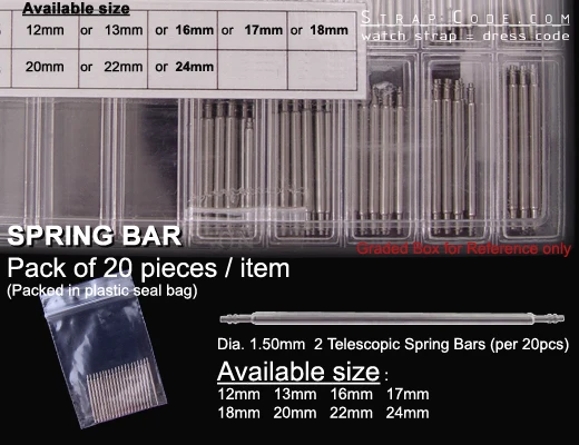 Spring Bars Double Shoulder 1.50mm (pack of 20 pieces)