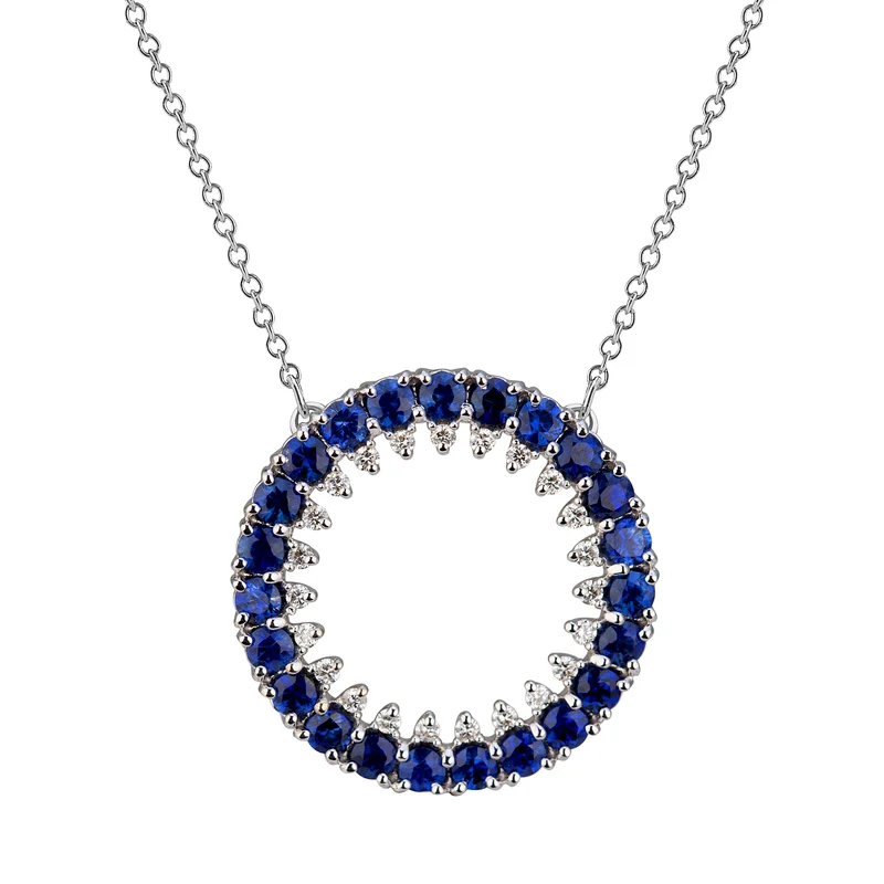 Golay collana cerchio zaffiri e contorno diamanti PDG017ZBDI-18197110117