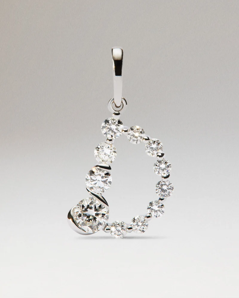 Diamonds and white gold D initial pendant