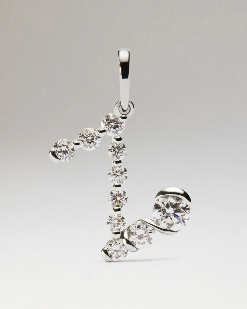 Diamonds and white gold Z initial pendant