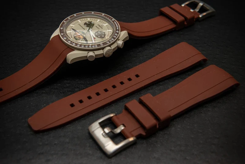 Waterproof watch strap, fluororubber (FKM) watch band, premium quality, for sports, width: 18, 20, 21, 22 mm.