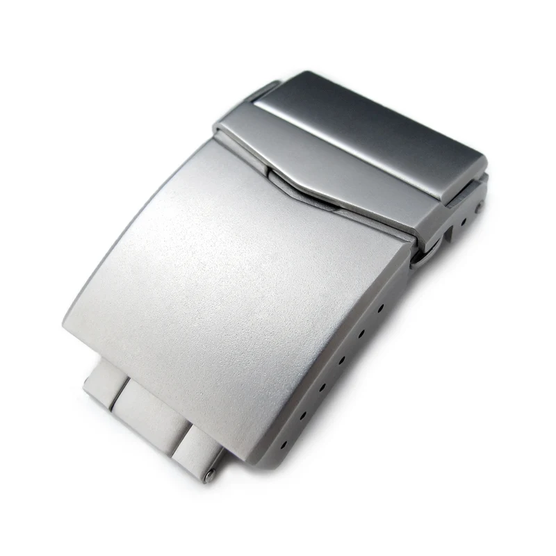 20mm, 22mm Stainless Steel V Clasp Double Lock Button Diver Buckle, Sandblasted