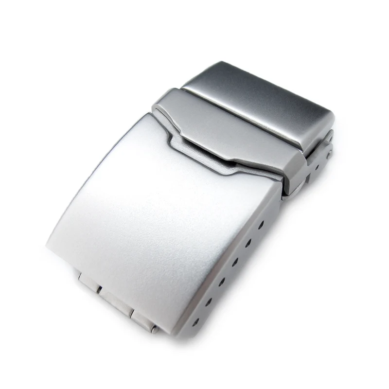 18mm, 20mm, 22mm Stainless Steel Chamfer Button Diver Clasp, Push Button, 6 adjust holes and reformed Flip-Lock, Sandblasted