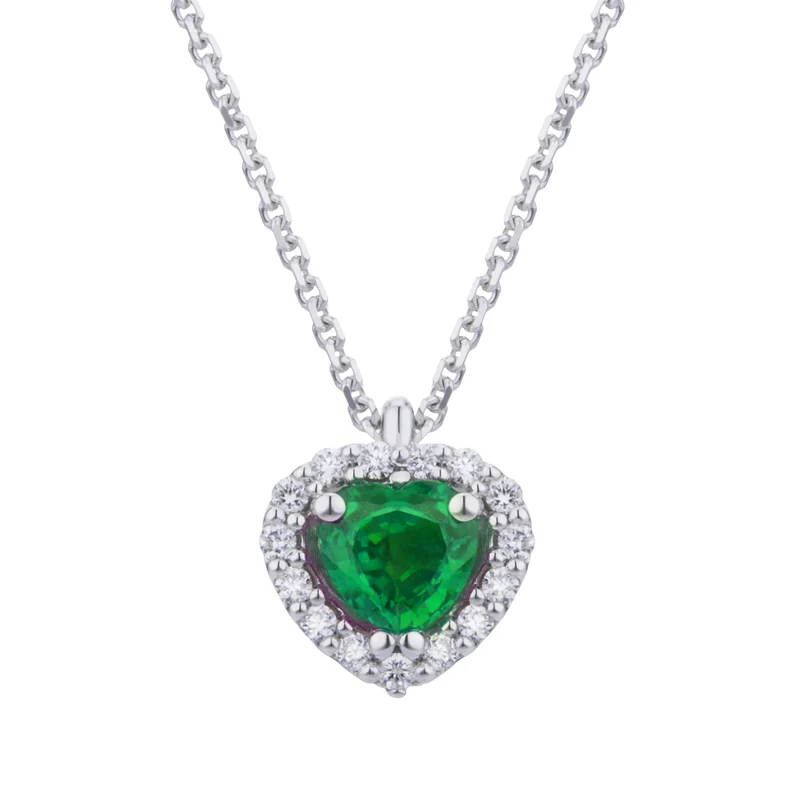 Golay collana smeraldo cuore 5x4 e contorno di diamanti PCT003DISM2C-24346110064