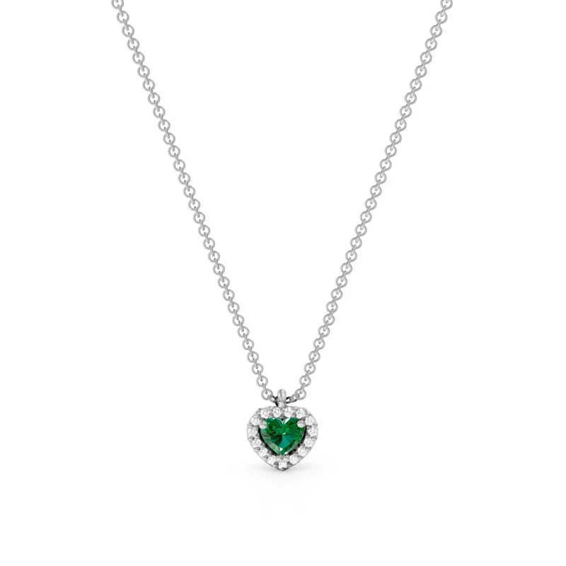 Golay collana con centrale smeraldo cuore con contorno PCT003DISM1C-24304110066