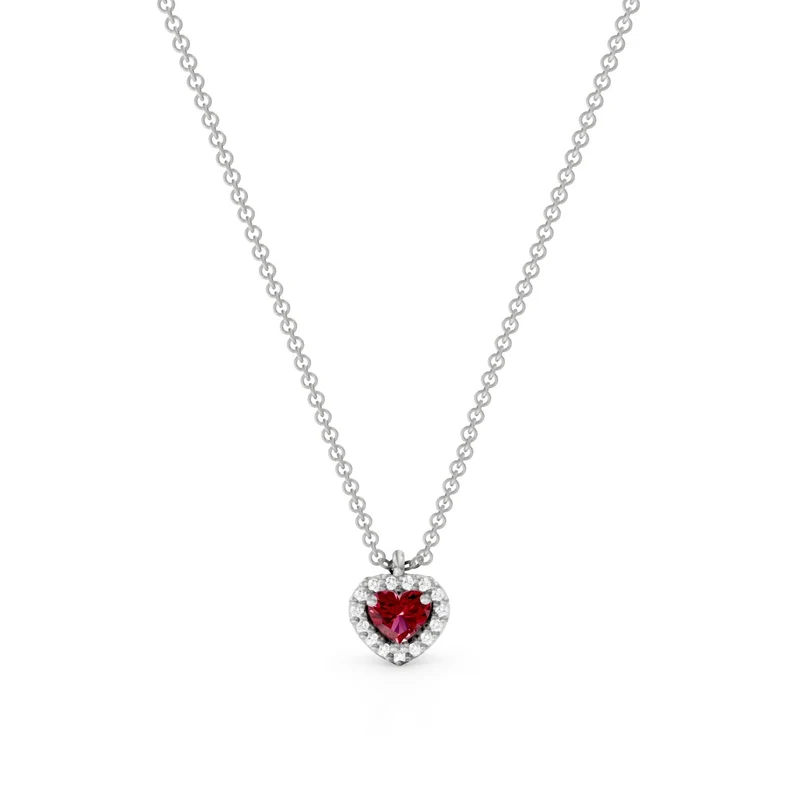 Golay collana con centrale rubino cuore con contorno PCT003DIRU1C-24304110058