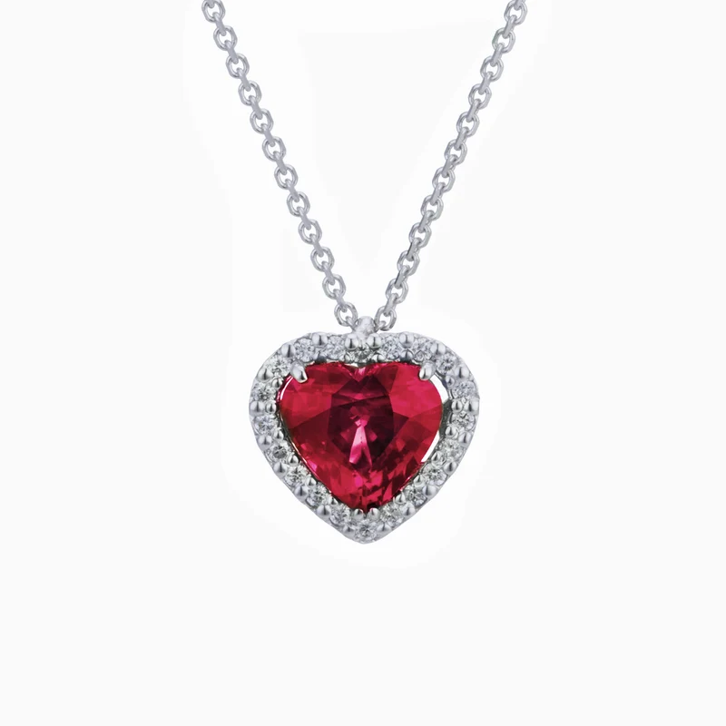 Golay collana rubino cuore 4x4 con controno di diamanti PCT003DIRU1B-24346110061