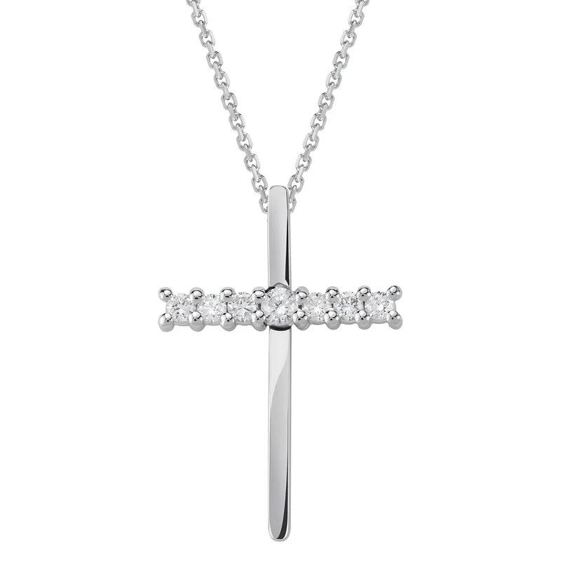 Golay collana croce grande 7 diamanti su asse corto PCR008DI2-18082110102