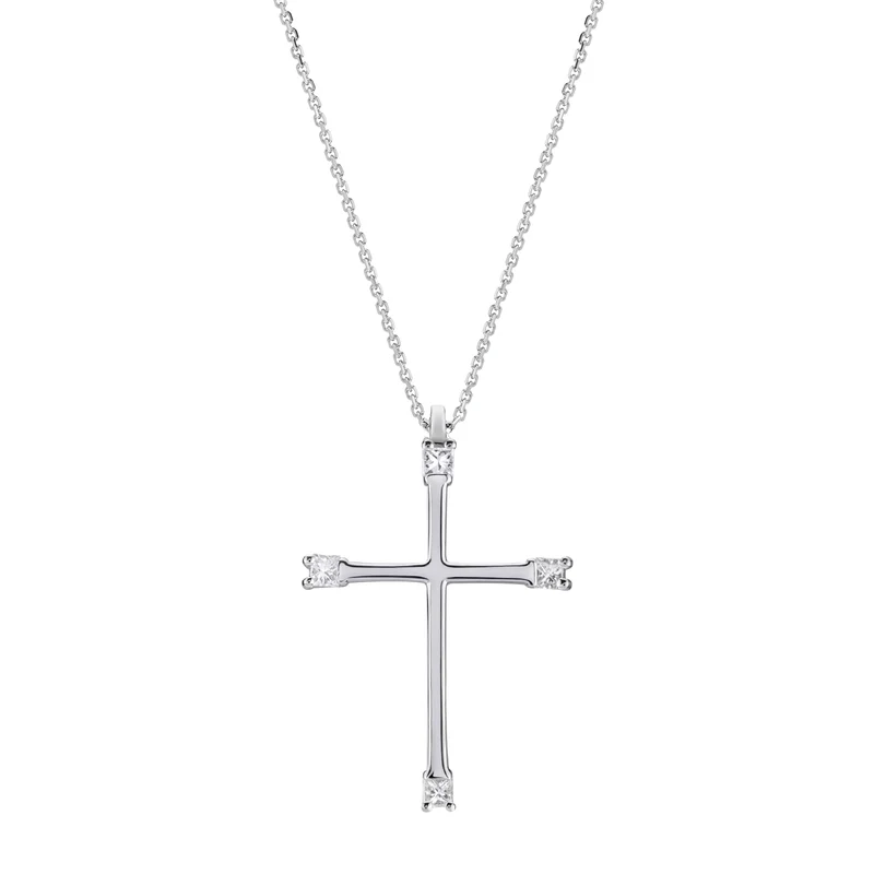 Golay collana croce grande con 4 diamanti princess PCR003DI2-18082110082