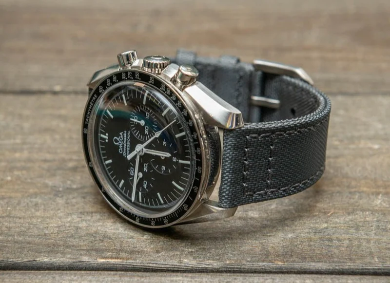 Canvas waterproof watch strap, 17mm, 18mm, 19 mm, 20 mm, 21 mm, 22 mm, 23mm, 24mm. Grey color.