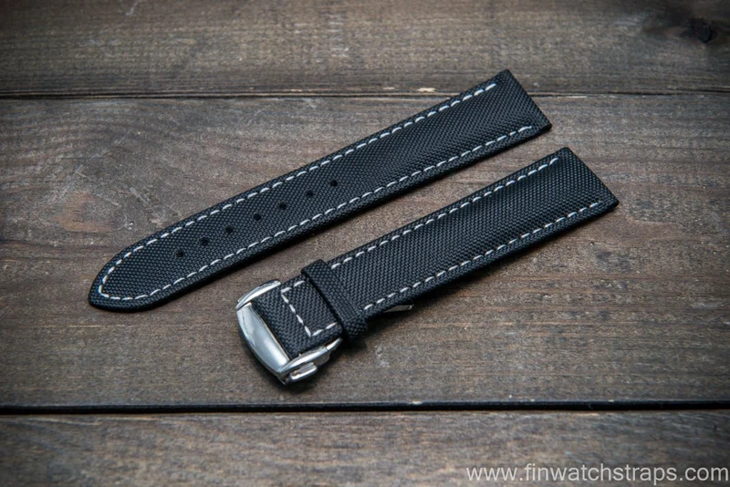 Omega watch strap, canvas with leather lining 22x18 mm