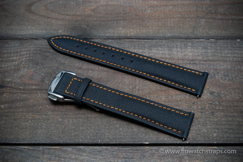 Omega watch strap, canvas with leather lining
