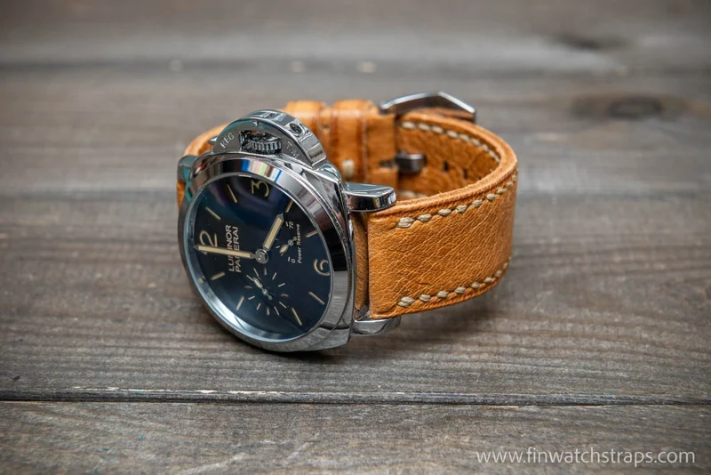 Lapland Reindeer leather watch band, hand-stitched, handmade in Finland