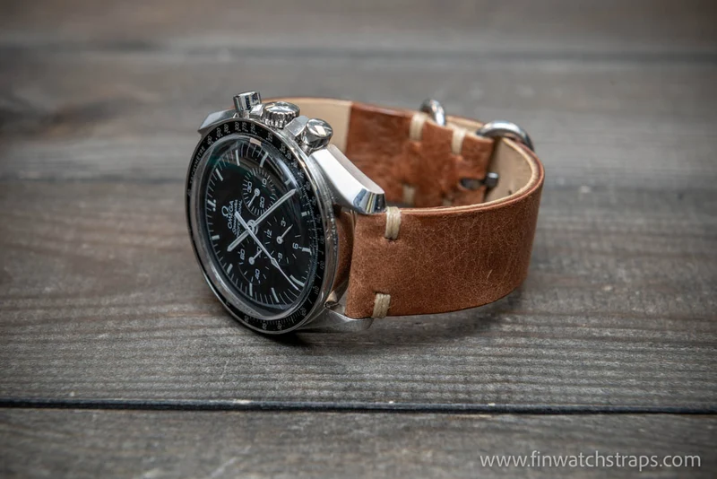 Lapland Nordic reindeer leather watch band, hand-stitched. Handmade in Finland. 15-26 mm.