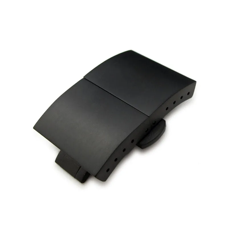 20mm or 22mm Double Fold Butterfly Dome Shape Lengthened Deployant Clasp / Buckle, PVD Black