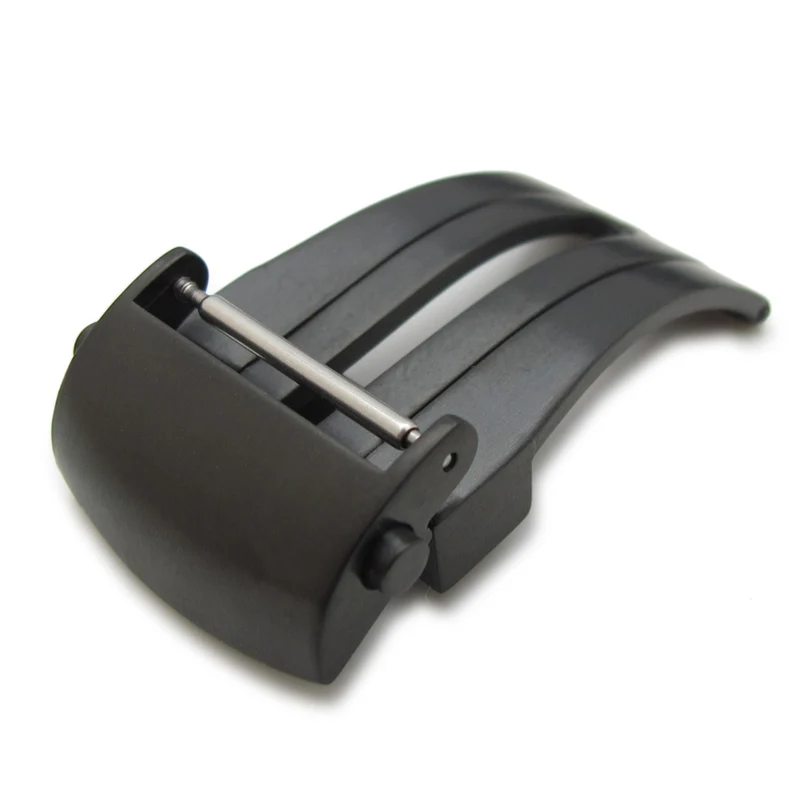 18mm or 20mm Roller Deployment Buckle / Deployant Clasp for Leather Watch Strap, PVD Black