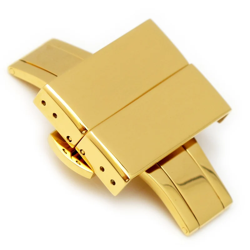20mm, 22mm, 24mm Deployment Buckle / Clasp, IP Gold Stainless Steel with Release Button