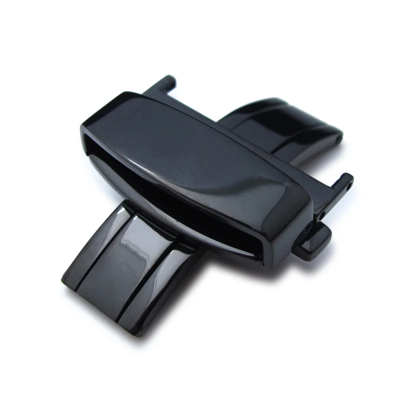 24mm Deployant Buckle / Clasp, PVD Black(polish) Stainless Steel with Release Button