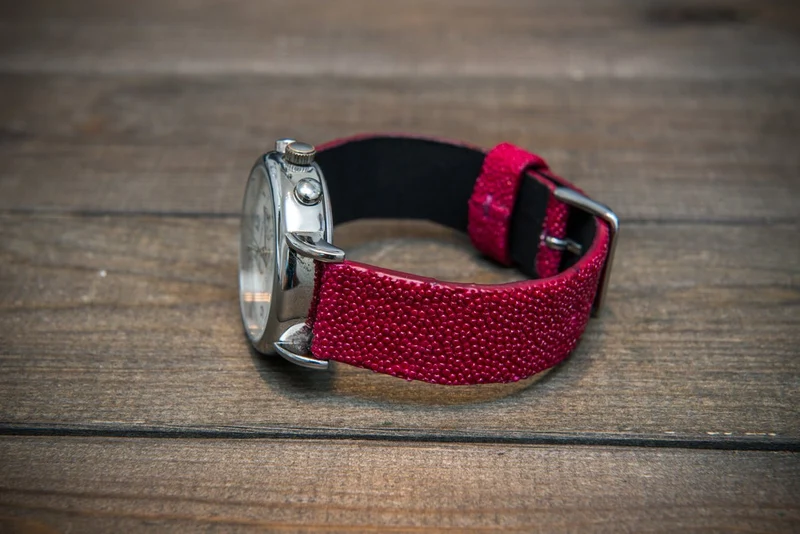 Stingray leather watch strap/ funchia