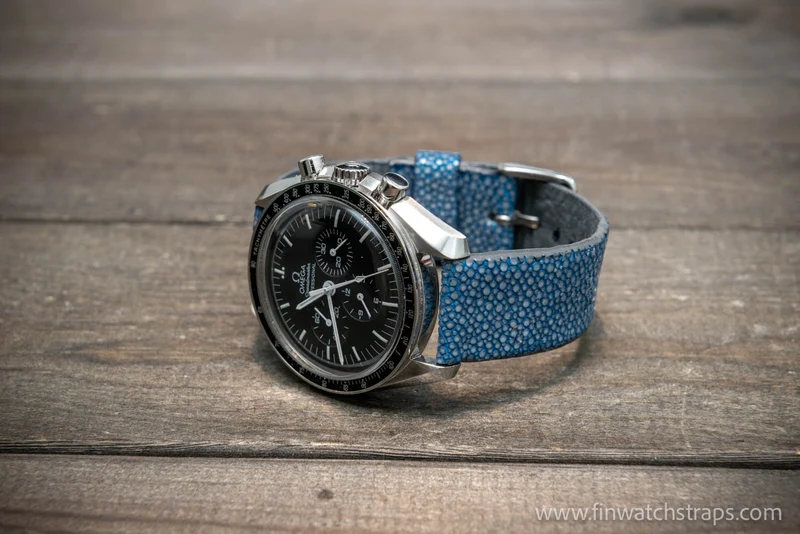Stingray leather watch strap/ Light Blue