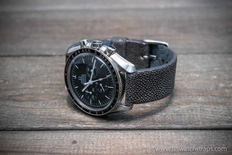Stingray leather watch strap/ Dark Grey