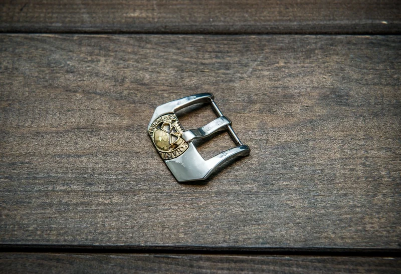 Panerai style buckle with Harley Davidson skull logo, 20 mm, 22 mm, 24 mm