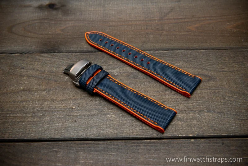 Sailcloth waterproof hybrid fluororubber (FKM) watch strap, premium quality, for sports, divers watches, width: 20, 22 mm.