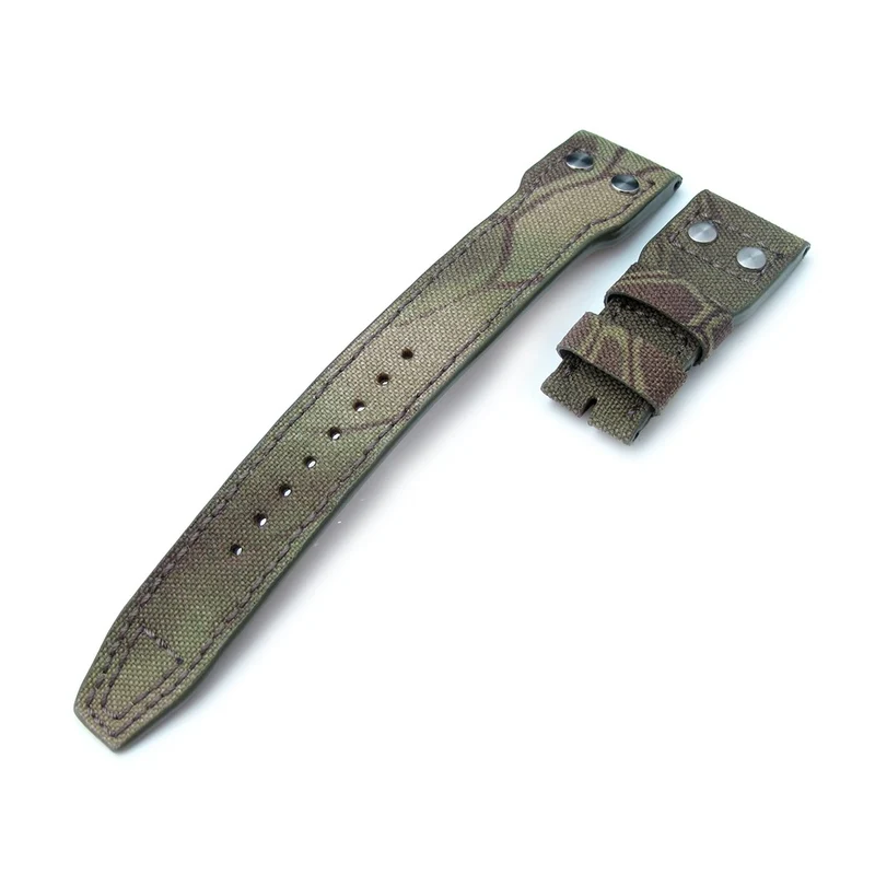 22mm MiLTAT Turtle Camo Nylon Replacement Strap compatible with IWC Big Pilot, Rivet Lug
