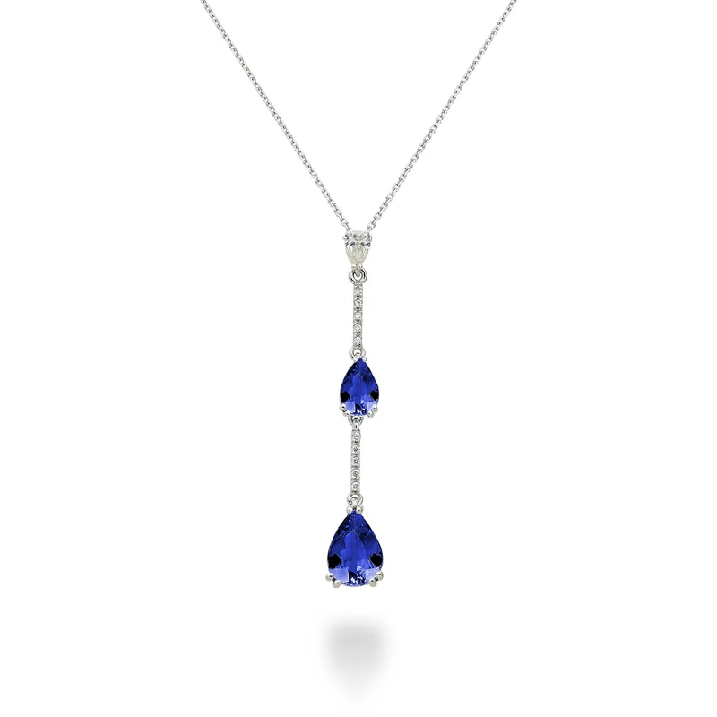 Golay collana pend tanzaniti goccia scalari e barrette PCL195DTZP68-23139110046