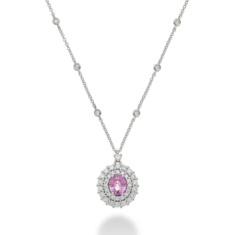 Golay collana zaffiro pink ovale 6x5 con doppio contorno PCL128DIZP65-23271110019