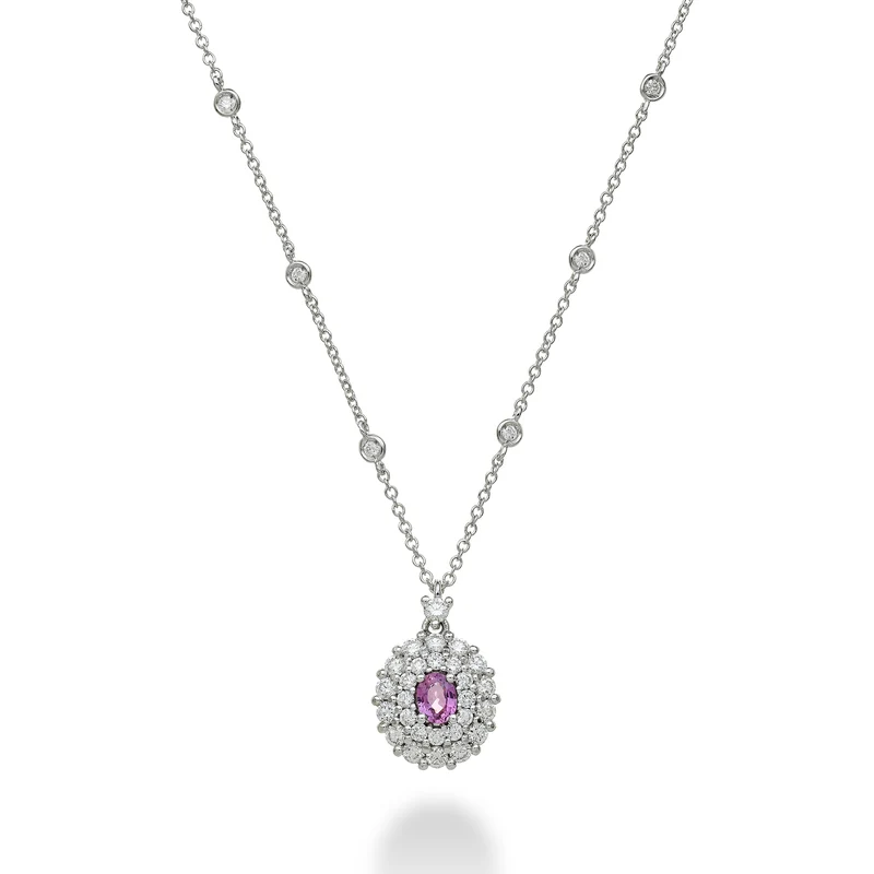 Golay collana con zaffiro pink ovale mis. 4x3 con doppio PCL128DIZP34-23271110018