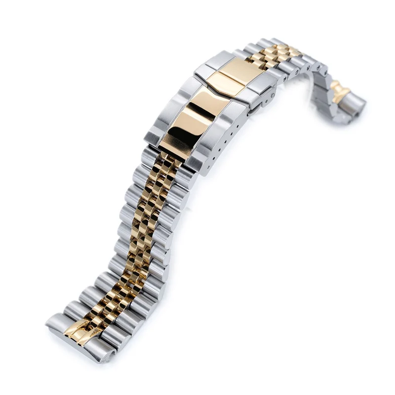 22mm Super-J Louis JUB Watch Band for Seiko New Turtles SRP777 SRP775 SRPA21 (PADI), Stainless Steel - Two Tone IP Gold Polished Center Links, SUB Diver Clasp