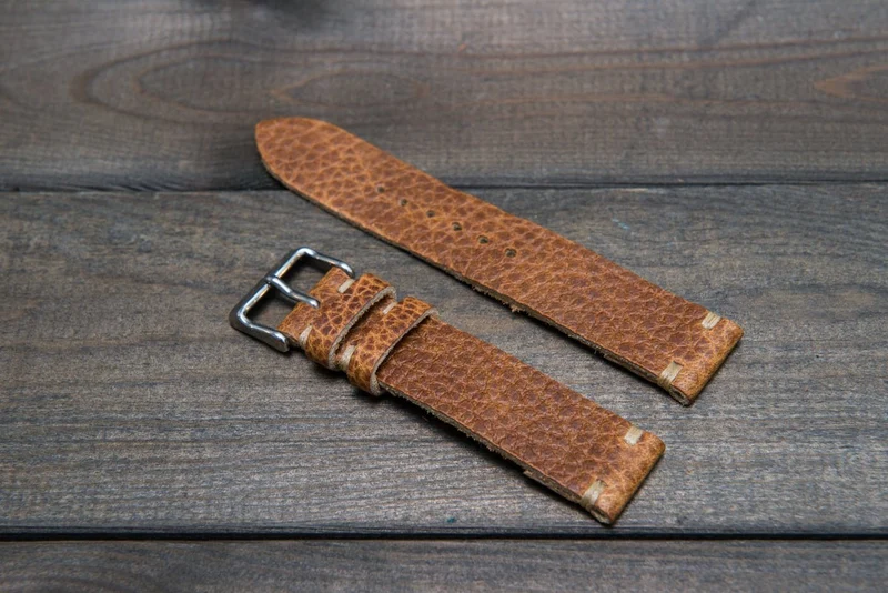 Buckaroo Tan Horween leather watch band, handmade in Finland