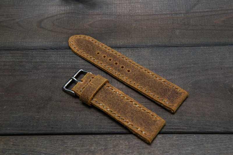 Suede vintage leather watch strap (Cuba Commander), handmade in Finland -14 mm, 16mm, 17 mm, 18mm, 19 mm, 20mm, 21mm, 22mm, 23 mm, 24mm, 25 mm, 26 mm.