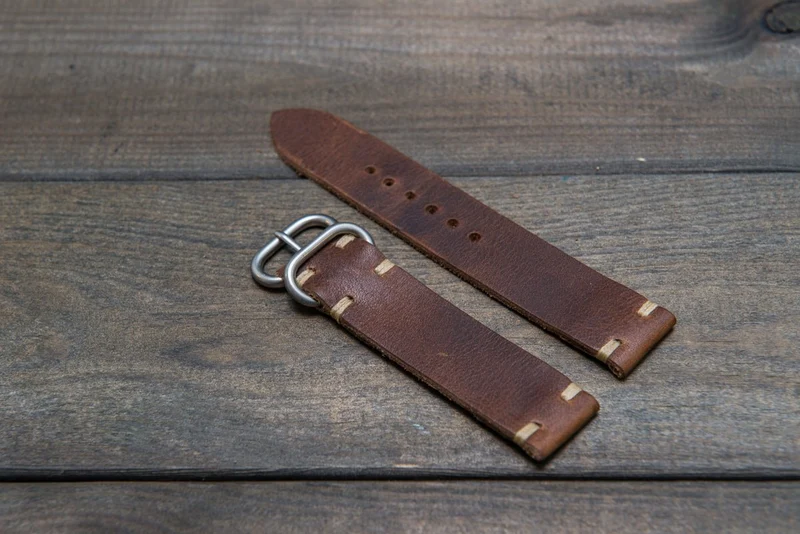 Derby Nut Brown leather watch strap, handmade in Finland - 16mm, 17 mm, 18mm, 19mm, 20mm, 21 mm, 22mm, 23 mm, 24mm.