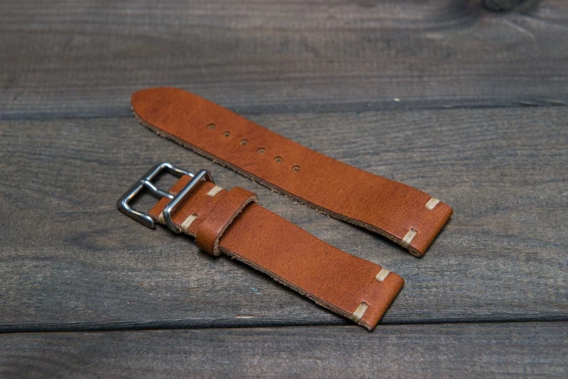 Derby English Tan leather watch strap 16mm, 17 mm, 18mm, 19 mm, 20mm, 21 mm, 22mm, 23 mm, 24mm.