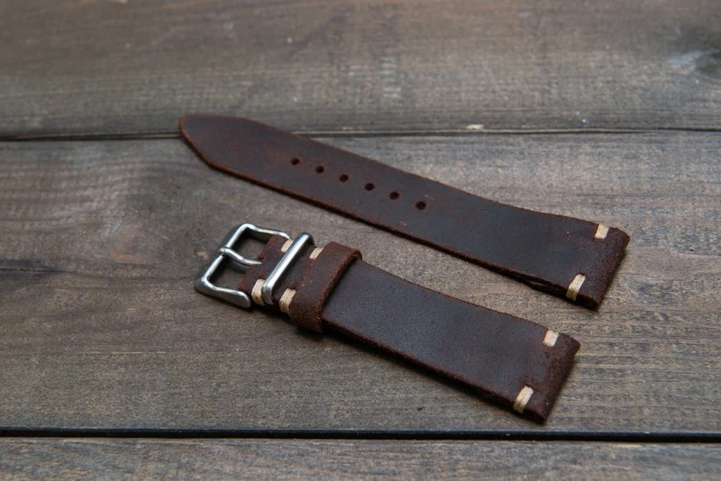 Suede vintage leather watch strap (SNUFF), handmade in Finland - 16mm, 17 mm, 18mm, 19 mm, 20mm, 21mm, 22mm, 23 mm, 24mm.