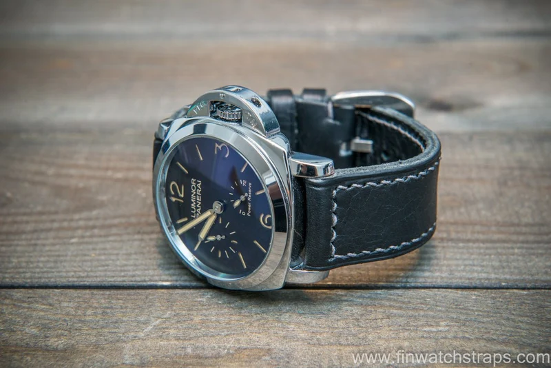 Badalassi Carlo Wax leather watch strap. Nero color. Handmade in Finland.