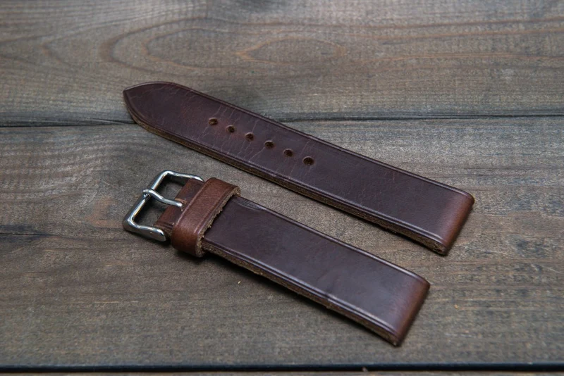 Dark Brown Horween Chxl leather watch strap, handmade in Finland -10 mm, 12 mm, 14 mm, 16mm, 17 mm, 18mm, 19 mm, 20mm, 21 mm, 22mm, 23 mm, 24mm, 25 mm, 26mm.