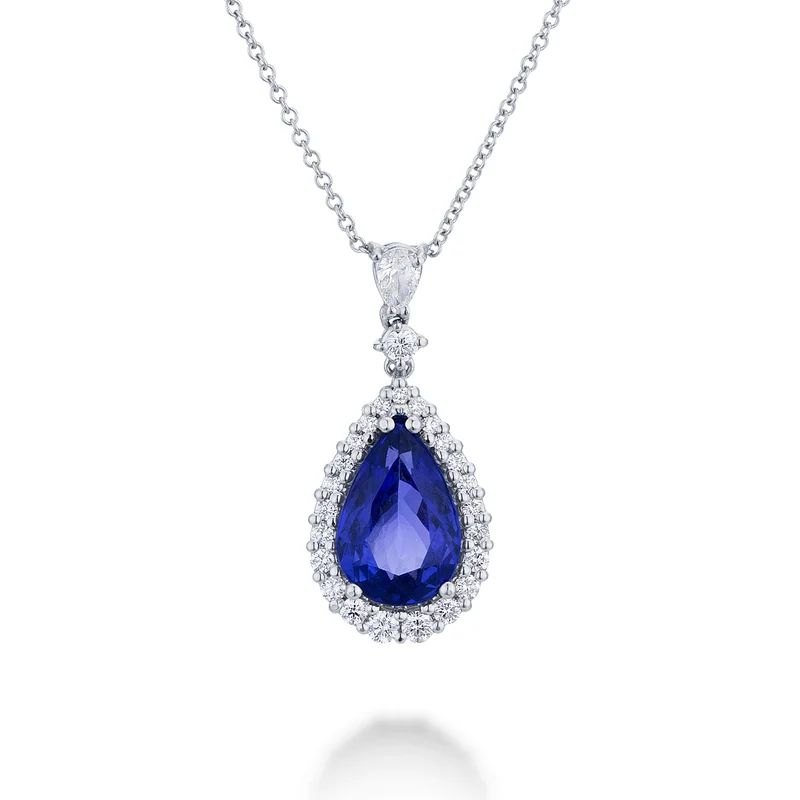 Golay girocollo tanzanite 13x9 a goccia e diamanti con PCL097DITZ1-21280110094