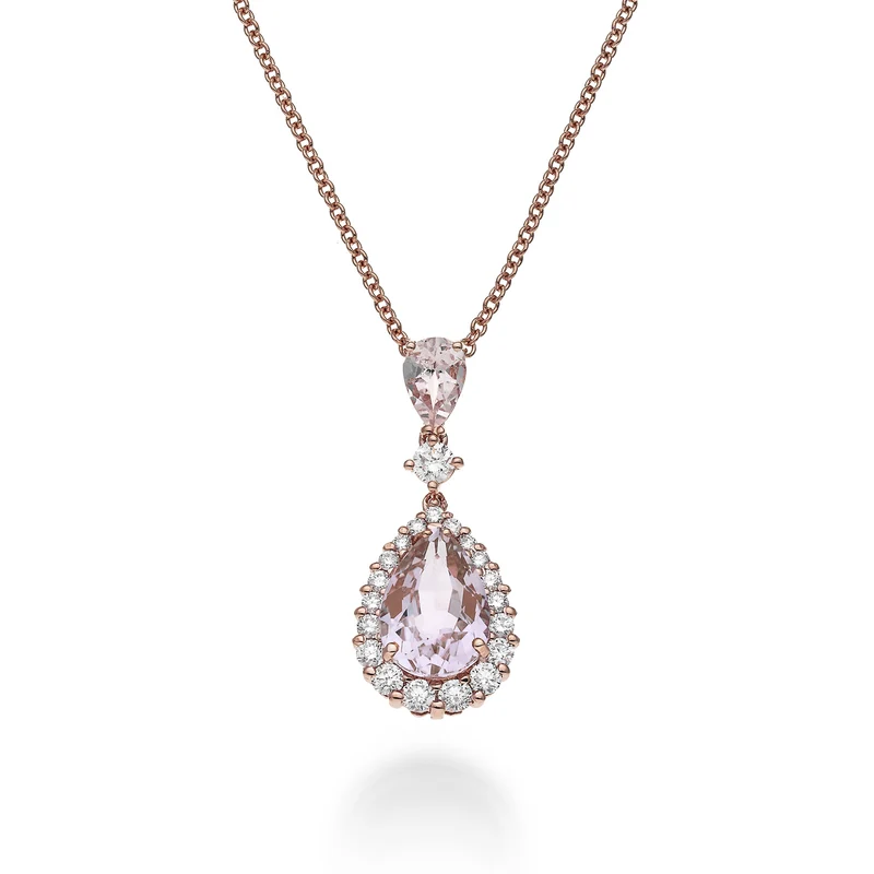 World Diamond Group collana morganiti a goccia 10x7 e 6x4 e diamanti PCL093DIMO2-23090110049