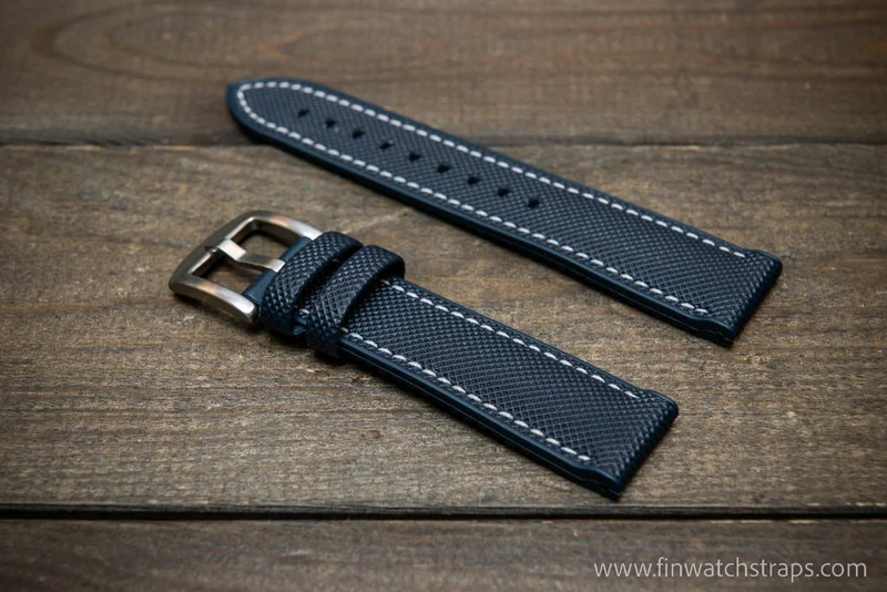 Sailcloth waterproof hybrid fluororubber (FKM) watch strap, premium quality, for sports, divers watches, width: 20, 22 mm.