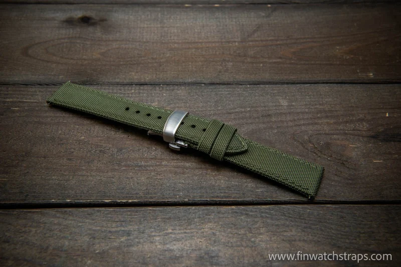 Sailcloth waterproof watch strap. Deployment clasp.