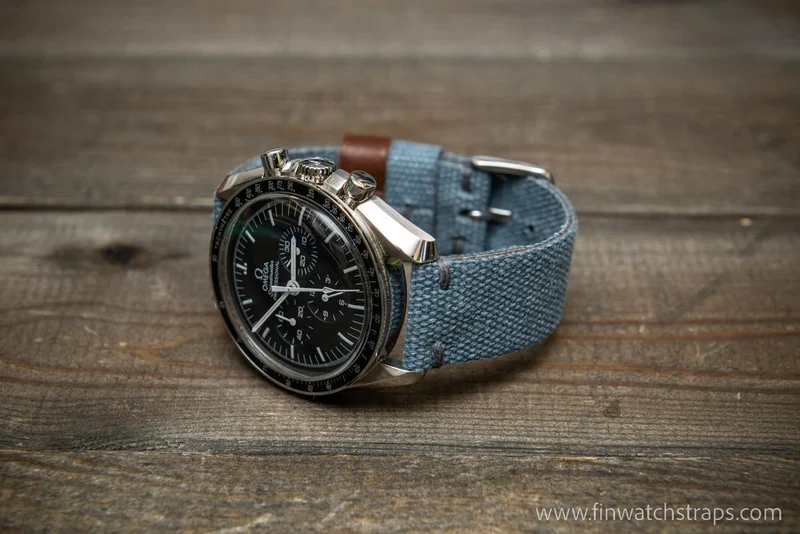 Vintage washed canvas watch strap, handmade to order, full customisation options.